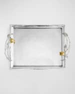 Image 4 of 6: Michael Aram Pomegranate Silver & Gold Serving Tray with 24K Goldplate