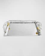 Image 1 of 6: Michael Aram Pomegranate Silver & Gold Serving Tray with 24K Goldplate