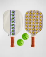 Image 2 of 2: Jonathan Adler Basketweave Pickleball Set