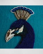 Image 2 of 3: Jonathan Adler Reflected Peacock Beaded Pillow, 20" Square