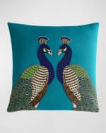 Image 1 of 3: Jonathan Adler Reflected Peacock Beaded Pillow, 20" Square
