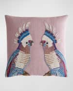 Image 1 of 3: Jonathan Adler Reflected Parrots Beaded Decorative Pillow, 18"
