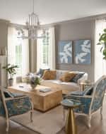 Image 2 of 6: Neiman Marcus Bamboo 12-Light 2-Tier Chandelier