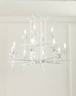 Image 3 of 6: Neiman Marcus Bamboo 12-Light 2-Tier Chandelier