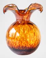 Image 1 of 2: Vietri Hibiscus Glass Tortoiseshell Medium Fluted Vase