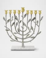 Image 2 of 2: Michael Aram Pomegranate Silver and Gold Hanukkah Menorah with 24K Gold