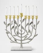 Image 1 of 2: Michael Aram Pomegranate Silver and Gold Hanukkah Menorah with 24K Gold