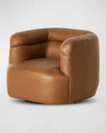 Image 1 of 7: Four Hands Gerrie Leather Swivel Chair