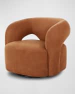 Image 1 of 7: Four Hands Mazie Leather Swivel Chair
