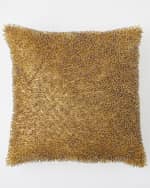 Image 1 of 3: Global Views Golden Beaded Shag Pillow, 20" Square