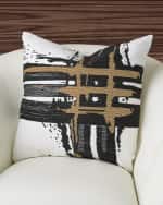 Image 2 of 2: Global Views Golden Triple Crosshatch Pillow, 20" Square