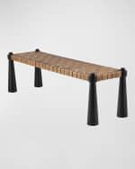 Image 3 of 7: Arteriors Solange Rattan Bench, 58.5"