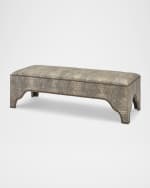 Image 2 of 2: Massoud Cyrax Croc-Embossed Leather Bench, 60"