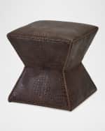 Image 2 of 2: Massoud Hamish Embossed Leather Ottoman
