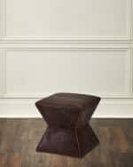 Image 1 of 2: Massoud Hamish Embossed Leather Ottoman