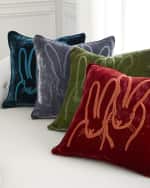 Image 2 of 2: Hunt Slonem Hand-Embroidered Velvet Decorative Pillow, 20" Square