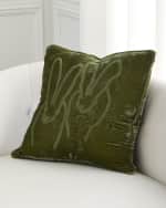 Image 1 of 2: Hunt Slonem Hand-Embroidered Velvet Decorative Pillow, 20" Square