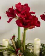 Image 4 of 6: T&C Floral Company Amaryllis 37" Faux Floral Arrangement in Wood Tray with Candles