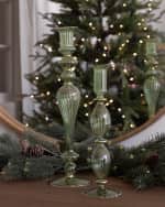 Image 4 of 4: Beatriz Ball Glass Cambridge Beryl 10" Candlestick Holders, Set of 2