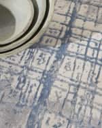 Image 5 of 8: Calvin Klein Rush Ivory/Blue Power-Loomed Rug, 9' x 12'