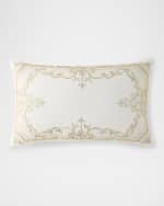 Image 1 of 4: Callisto Home Nesher Metallic Lattice Border Lumbar Pillow, 18" x 30"