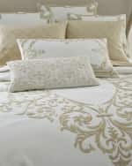 Image 4 of 4: Callisto Home Nesher Metallic Lattice Border Lumbar Pillow, 18" x 30"
