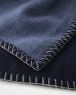Image 4 of 4: Sofia Cashmere Double-Face Cashmere Throw with Contrast Stitch, 50" x 76"