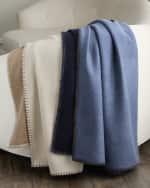 Image 1 of 4: Sofia Cashmere Double-Face Cashmere Throw with Contrast Stitch, 50" x 76"