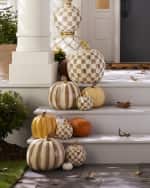 Image 2 of 2: MacKenzie-Childs Mocha Check Mini Pumpkin, 8.4"