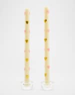 Image 1 of 3: MacKenzie-Childs Pink Hearts Dinner Candles, Set of 2