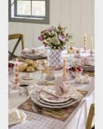 Image 3 of 4: MacKenzie-Childs Rosy Check Butterfly Candle Holders, Set of 2