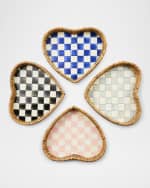 Image 3 of 4: MacKenzie-Childs Courtly Check Enamel & Rattan Heart Tray