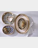 Image 4 of 4: MacKenzie-Childs Courtly Check Enamel & Rattan Heart Tray
