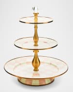 Image 1 of 3: MacKenzie-Childs Rosy Check Three-Tier Sweet Stand