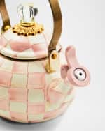 Image 3 of 4: MacKenzie-Childs Rosy Check Whistling Tea Kettle