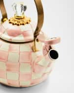 Image 4 of 4: MacKenzie-Childs Rosy Check Whistling Tea Kettle
