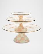 Image 2 of 2: MacKenzie-Childs Rosy Check Pedestal Platter, Mini