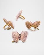 Image 1 of 4: MacKenzie-Childs Pink Butterfly Hill Napkin Rings, Set of 4