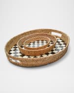 Image 3 of 4: MacKenzie-Childs Courtly Check Large Enamel Rattan Serving Tray