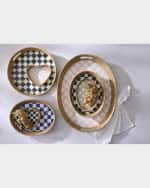 Image 4 of 4: MacKenzie-Childs Courtly Check Large Enamel Rattan Serving Tray