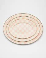 Image 4 of 4: MacKenzie-Childs Rosy Check Medium Oval Platter