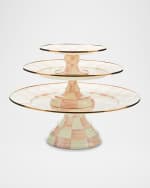 Image 3 of 5: MacKenzie-Childs Rosy Check Large Pedestal Platter