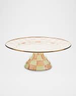 Image 1 of 5: MacKenzie-Childs Rosy Check Large Pedestal Platter