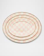 Image 3 of 3: MacKenzie-Childs  Rosy Check Small Oval Platter