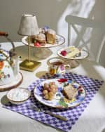 Image 2 of 3: MacKenzie-Childs Rosy Check Small Pedestal Platter