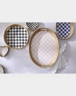 Image 2 of 2: MacKenzie-Childs Courtly Check Enamel Rattan Round Serving Tray