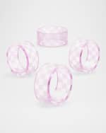 Image 3 of 3: MacKenzie-Childs Lavender Check Napkin Ring, Set of 4