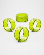 Image 4 of 4: MacKenzie-Childs Green Check Napkin Rings, Set of 4