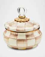 Image 1 of 5: MacKenzie-Childs Mocha Check Squashed Pot, 20 oz.