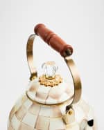 Image 3 of 9: MacKenzie-Childs Mocha Check Tea Kettle, 3 Quarts